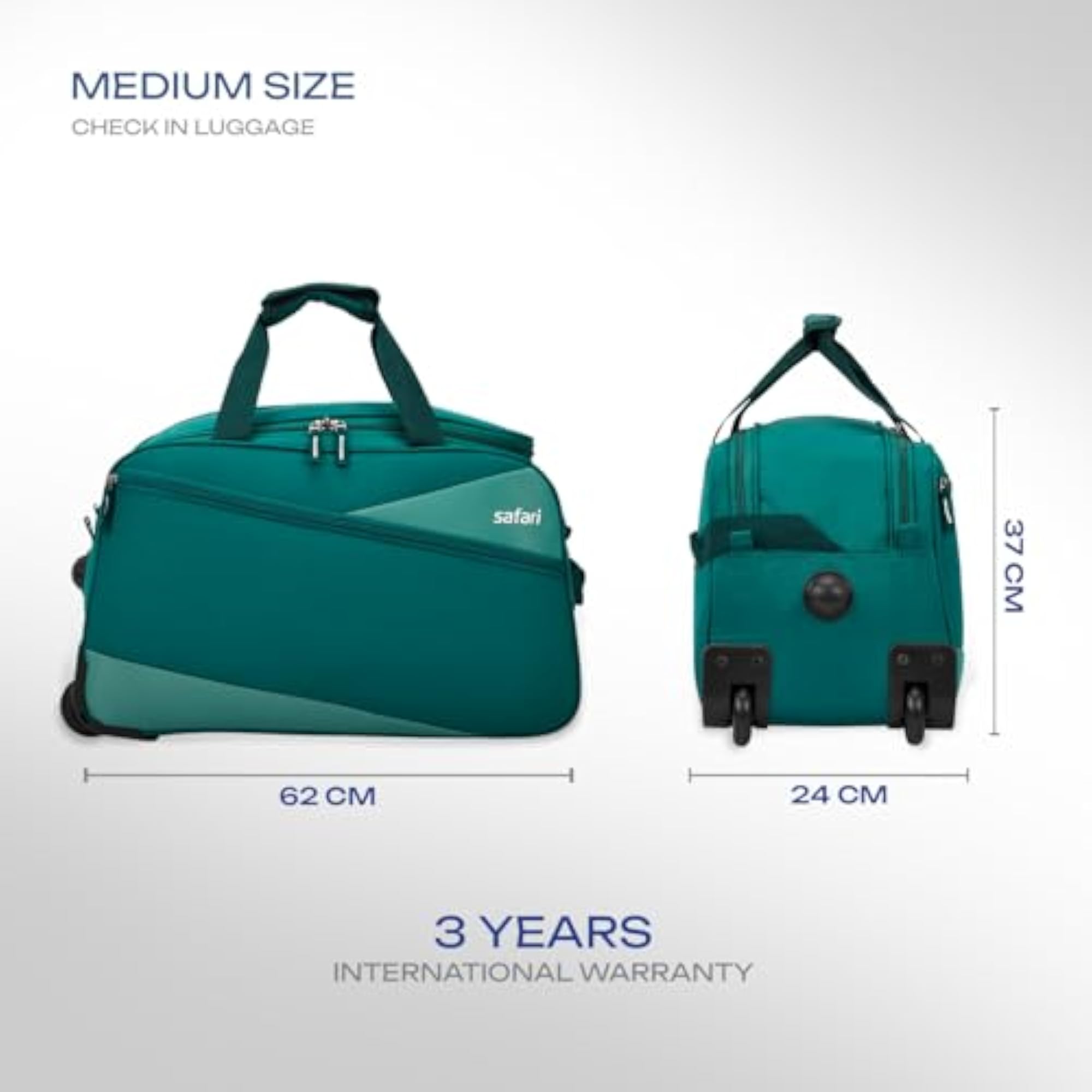 Buzz Trolley Duffle Bag with 3 Years Warranty, Teal