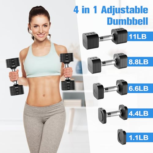 Image of Hezeyferg Adjustable Dumbbell Set,Adjustable Weight Dumbbells for Women /Men | 17.6LB /22LB /26.4LB /30.8LB for Choices, with Multiple Levels, Hand Weights Sets for Home Gym Full Body Workout