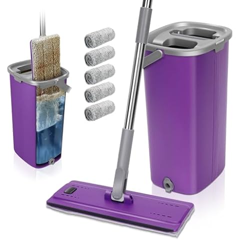Masthome Flat Mop and Bucket Set with Reusable Pads Cover