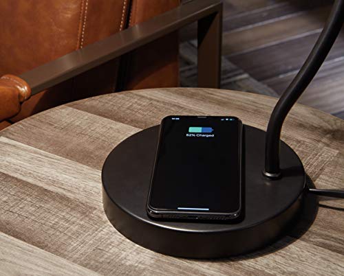 Signature Design By Ashley Marinel 25" Metal Desk Lamp With Wireless Charging & Usb Port, Black #TOP1