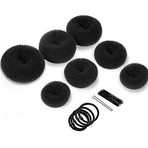 Donut Hair Bun Maker, 7 pièces Hair Donut Bun Maker Ring Style Outil de conception de cheveux pour les femmes Chignon Coiffure pour danseur Ballet Enfants Filles 5 Cravates, 10 Pcs Épingles À Cheveux