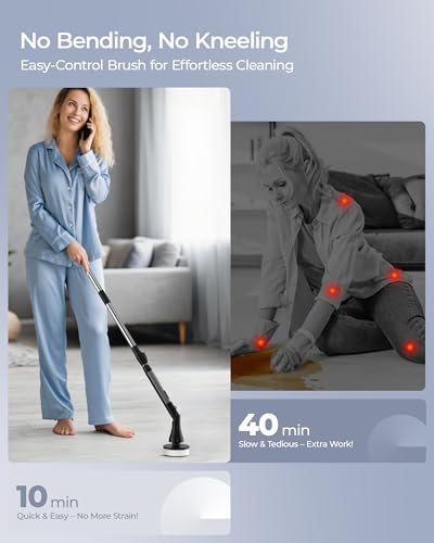 Image of MayKing Electric Spin Scrubber with 9 Brush Heads, IPX7, Model Gray