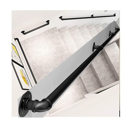 Rampes d'escalier industrielles 11ft en fer noir pour escaliers de porche et cour de maison - 2