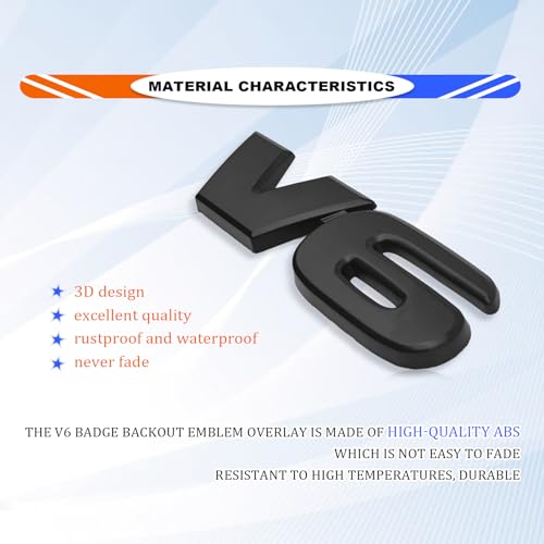 Calcomanía universal v6 autoadhesiva e insignia lateral 3D para camioneta SUV 4