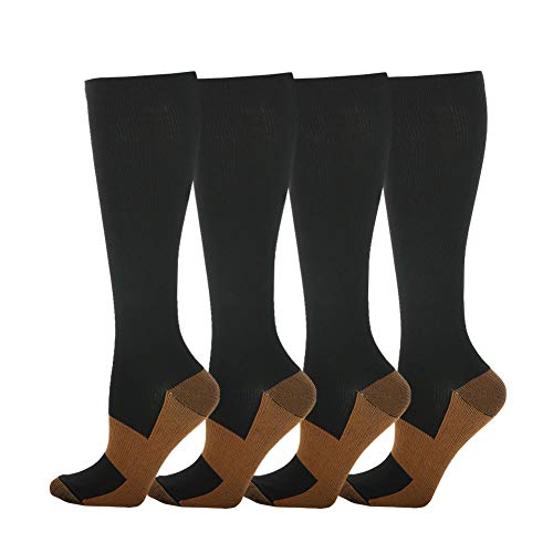 Meias de compressão HLTPRO para mulheres e homens – 4 pares melhores para corrida, voo, enfermeira,