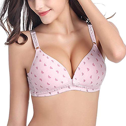 ECOSWAY Maternité sous-Vêtement Imprimé Soutien-Gorge Allaitement l'allaitement Maternel Soutien-Gorge Avant Ouverture Boucle Fil Câblé Gratuit - Rose, 80B Cover