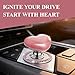 1 Set of Car Start Button Accessories Push Start Button Cover, Ceramic Heart Button, Bling Crystal Ring, 4-Pack Rhinestone Tire Valve Stem Caps, for Car Interior Accessories Thoughtful Gift for Women