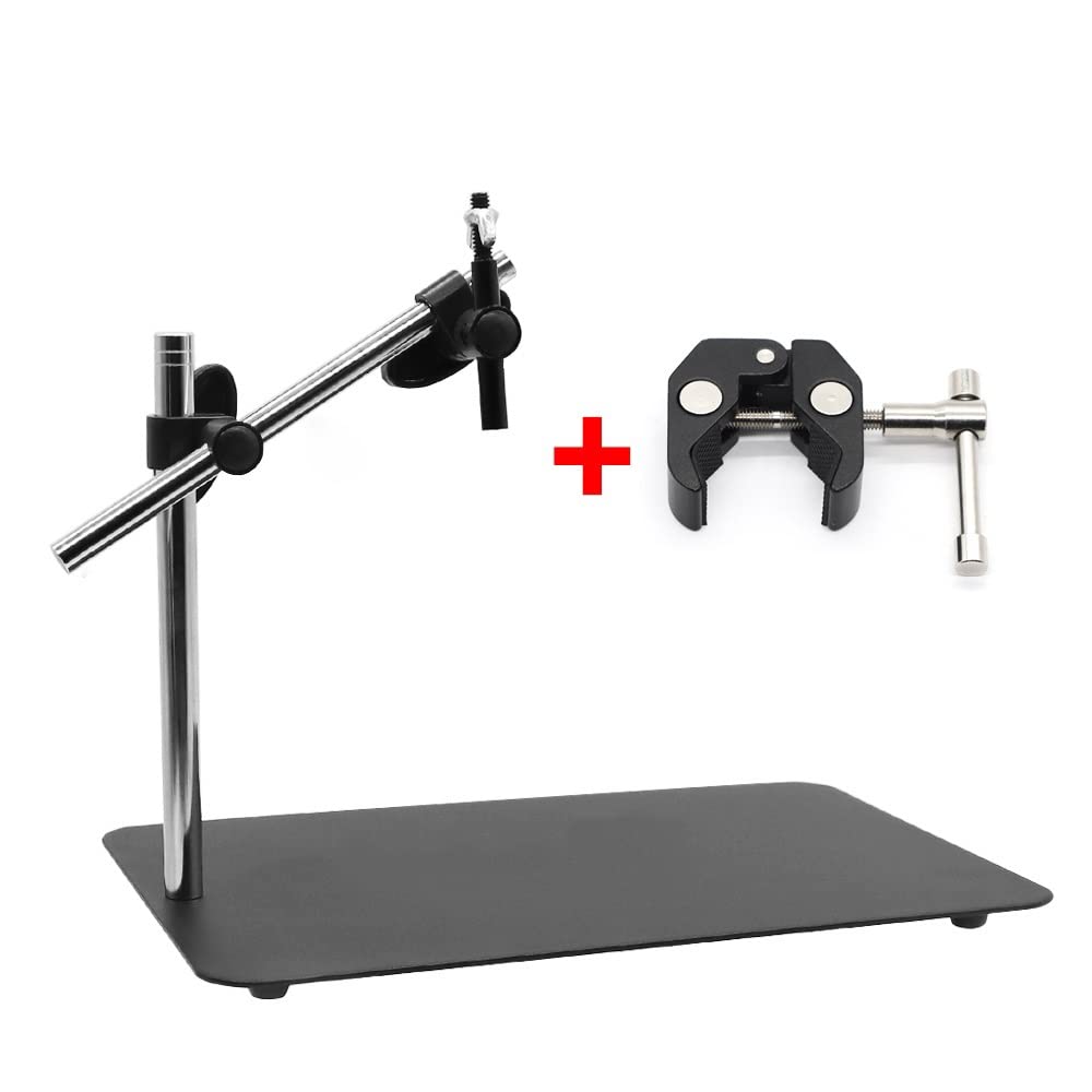 Accesorios para microscopios de laboratorio Soporte Universal for microscopio, súper abrazadera, banco de trabajo de mantenimiento de doble brazo de Metal ajustable for sistemas de inspección por víde