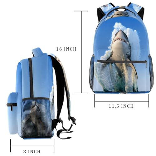Sac à dos d'école multicolore requin saut, cadeau ado idéal