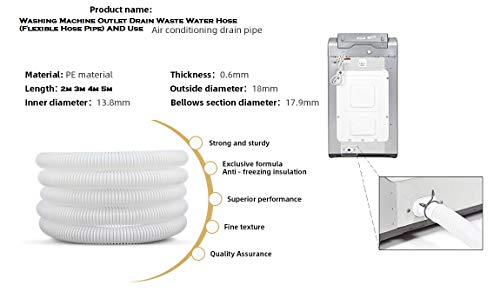 Image of universal washing machine Flexible drain drainage Waste Water Outlet long plastic Hose Pipe Extension Pipe Fully & Semi Automatic Extension Pipe 2m