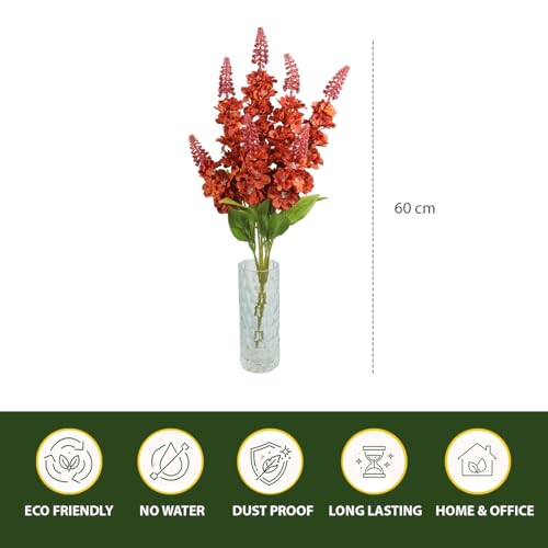 Image of Reiki Crystal Products Artificial Orange Snapdragon Flower -1 Stick with 7 Branches | Real Touch Faux Blooms for Home Decor, Bedroom, Living Room, Table, Balcony, Office & Weddings (Without Vase Pot)