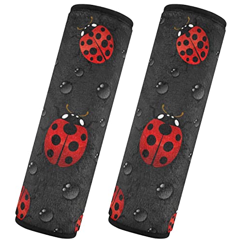 MCHIVER Ladybug Car Seatbelt Shoulder Pads 2 Pieces Seatbelt Covers for Adults Kids Auto Seat Belt Cushion Protector 10 * 7.7in
