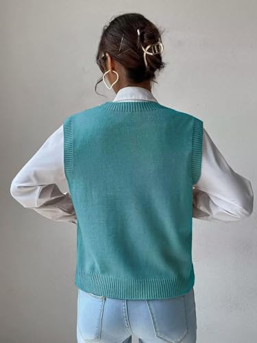 Image of Womens Sweater Vest Sleeveless Cotton Casual V Neck Pullover