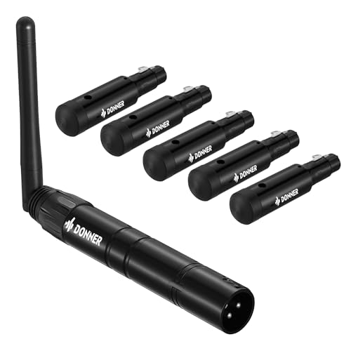 Donner Wireless DMX512 �g�����X�~�b�^�[���V�[�o�[ DJ 2.4G DMX ���C�����X�R���g���[���[ �����o�b�e���[&���C�g�h�[���t��5���V�[�o�[&LED�X�e�[�W�f�B�X�R�p�[�e�B�[�o�[�p�g�����X�~�b�^�[1�A�X�e�[�W�Ɩ��R���g���[��6