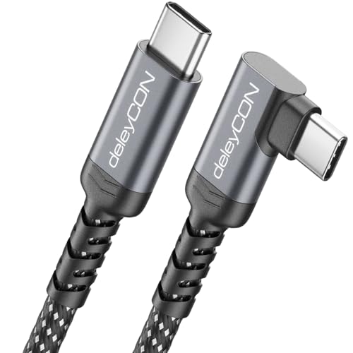 deleyCON 2m Cable USB C 240 W 90° (Carga Rápida) USB C a USB C para iPhone 17 16 15 Galaxy A16 A56 S25 S24 S23 Pixel iPad MacBook AirPods Tablet CarPlay PS5