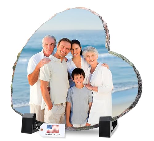 LOUISMIAA Personalized Picture Frame Custom Photo Stone Rock Slate Plaque