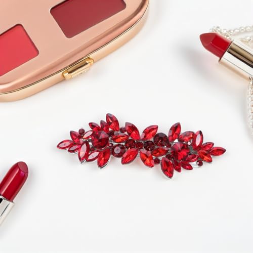 EPIGEIST Kristall-Haarspangen Rote Strass-Haarschmuck FüR Die Hochzeit Braut-Beauty-Clips Elegant FüR Brautjungfern Haarschmuck Accessoires 3.74X0.98X0.59In
