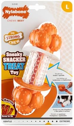 Nylabone, Sneaky Snacker, Strukturiertes Hundespielzeug mit Leckereien, Speckgeschmack, Groß - für Hunde bis 23 kg