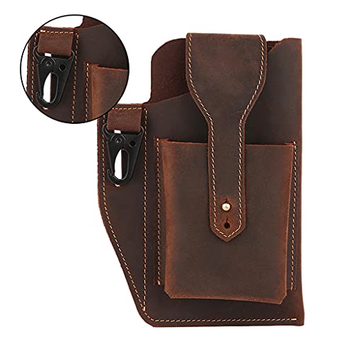 NC Bolsa de Couro Masculina com Coldre de Telefone, Bolsa de Cinto, Chaveiro, Bolsa de Cintura - Caf