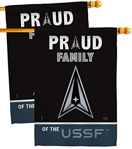 Breeze Decor Proud Family USSF House Flag 2 pcs Pack Armed Space Force United State Air American Military Delta Official Decoration Banner Small Garden Yard Gift Double-Sided, Made in USA