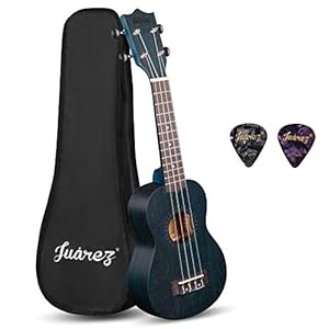 Juarez 53.34 cm (21″) Soprano Ukulele Kit, AQUILA Strings (Strings Made in ITALY), Sapele Body, Rosewood Fingerboard, Matte Finish, with Bag and Picks, Blue (JRZ21UK/BL)