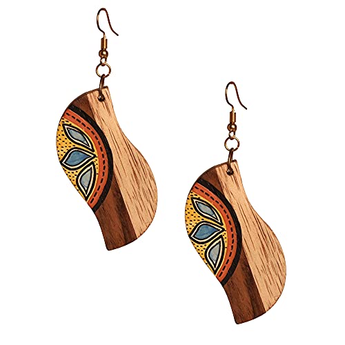 Image of Handcrafted Tribal & Dhokra Art Earrings for Women - Wooden, Nature-Inspired Statement Drop & Traditional Ethnic Designs