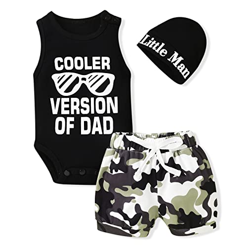 Image of Aalizzwell Baby Boys Summer Clothes Sleeveless Bodysuit Shorts Outfit