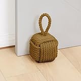 Decorative Door Stoppers - Cute Rope Knot Design, Heavy Duty Weighted Doorstop with Inside Mount for Home & School, Khaki