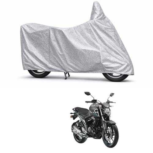Image of 100% Waterproof Two Wheeler Body Cover Multi Layered Fabric Designed for Yamaha FZS-FI | Belt Buckle Lock | Silver Mag