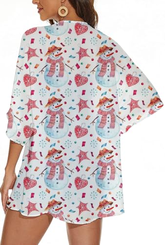 Image of Women Merry Christmas Costume Xmas Tree Kimono Santa Hat Cardigan Snowman Snowflakes Cover Up Ugly Reindeer Blouse Tops
