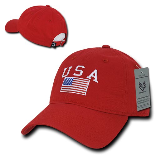 Rapiddominance Relaxed Graphic Cap, Usa Flag, Red #TOP1
