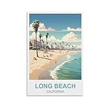 Long Beach California Vintage Travel Posters Surf 08x12inch(20x30cm) Canvas Printing Home Decor Wall...