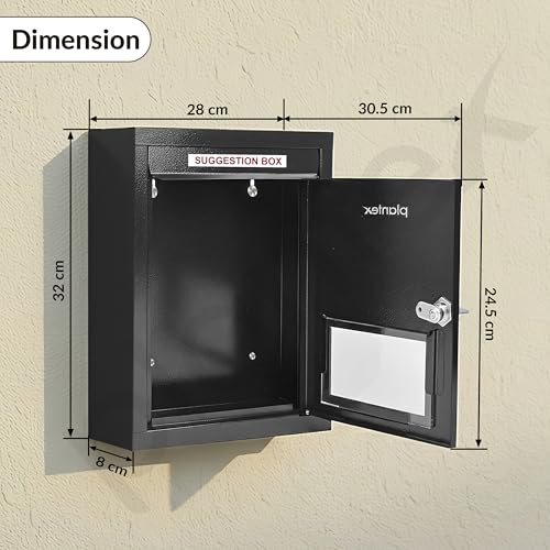 Plantex All in 1 Letter Box/Multipurpose Box- Suggestion Box/Complaint Box/Post Box/Donation Box/Letter Box for Home gate and Office with Keylocks - Table Top, Wall Mounted - GI Steel (Black)