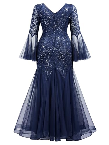 Image of MISSMAY Women's Plus Size Formal Evening Gowns Sequin Mermaid Tulle Dresses