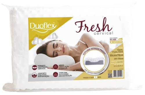 Travesseiro Duoflex Cervical Fresh Branco 50cmx70cm 100% Algodão