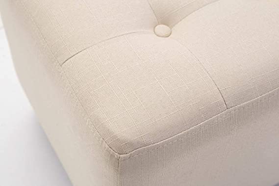 Image of Pouffes Bench Seating Stool for Living Room Office Patio Kitchen Bench Puffy Wooden Mudda Ottoman Stools Set of 2 Footrest Stool Pouf.(Cream)