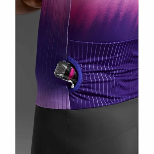 Image of 2XU Light Speed React Sleeved Trisuit, White /Purple Gradient, Compression Performance Suit, Size S