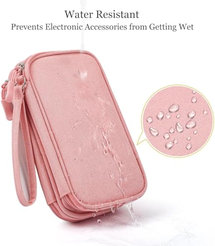Image of Electronic Organizer Travel Cable Accessories Bag, Electronic Organizer Case, Electronic Accessories Organizer Bag for Power Bank, Charging Cords, Chargers, Mouse, USB Cable, Earphones (Light Pink)