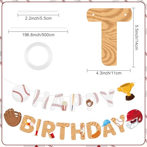 Image of Hooqict Happy Birthday Banner Baseball Birthday Party Decorations Baseball Banner Garland Sign for Kids Boys Men Concession Stand Sport Themed Party Decorations Supplies