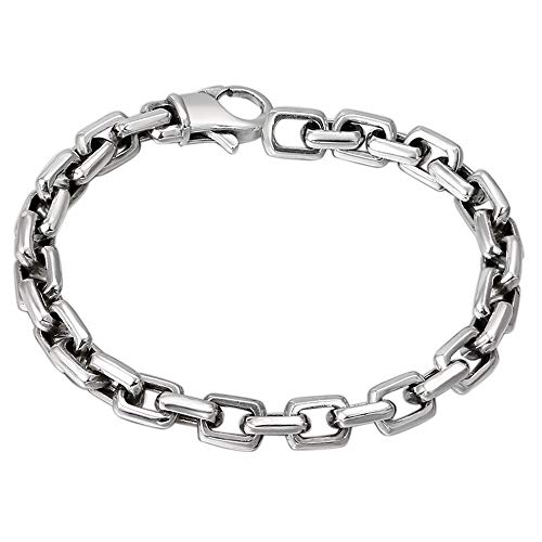 ForFox Pulsera Cadena eslabones de Plata de Ley 925 para Hombres Mujeres 7mm...