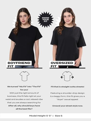 Image of Bewakoof Women's Being Savage Graphic Printed Oversized Cotton T-Shirt Oversized Fit, Round Neck, Half Sleeves