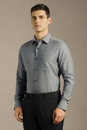 Image of Louis Philippe Men's Regular Fit Easy to Iron Everyday wear Premium Cotton Full Sleeve Solid Formal Shirt