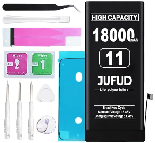 JUFUD Replacement Battery Used for iPhone 11,18000mAh 0 Cycles, Compatible A2111 A2223 A2221 Includes Full Repair Tools