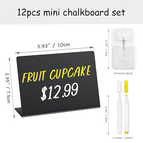 pigpotparty 12 pcs food labels for party buffet wcleaning spray 434x334 mini chalkboard signs for food display table place cards - name tags- small chalk board signs w 2 markers