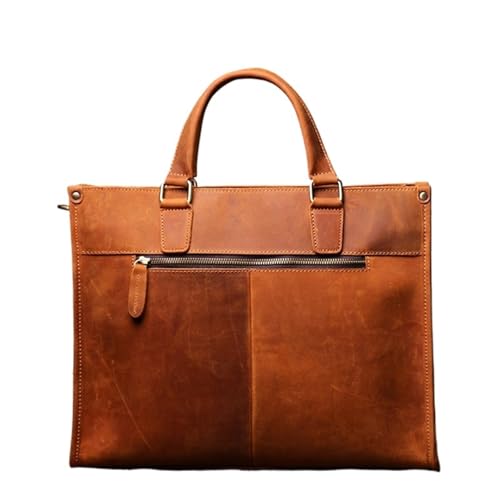 Sac à main porte-documents hommes en cuir marron rétro de 16 pouces pour bureau