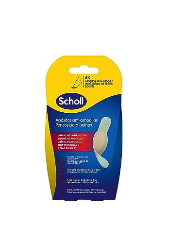 Dr. Scholl's Apósitos para Ampollas en Dedos x6 - Alivio Instantáneo y Cicatrización Rápida - Impermeables y Transpirables - Tamaño Pequeño