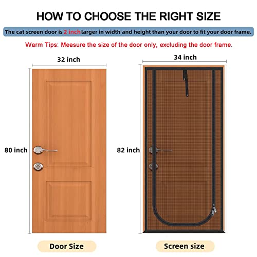 Qwr Reinforced Cat Screen Door,Fits Door Size 32''X 80'',Thickened Cat Resistant Mesh Screen Door For Living Room,Kitchen,Bedroom,Cat Proof Screen With Zipper Closure(U-Type,Black) #TOP2