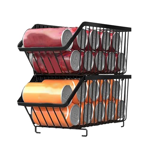 Bollisate Organizador de almacenamiento de latas para despensa, organizador de artículos enlatados, 2 dispensadores apilables de 2 niveles para armario de cocina, estante, mostrador