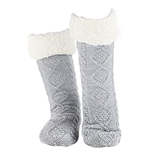 THE COMFY Slipper Socks | Women’s Soft, Cozy Socks with Non-Skid Sole | Chenille Exterior and Sherpa Lining | 100…