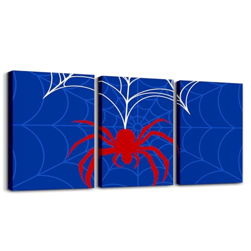 Toile d'araignée rouge déco murale trippy gothique 3 pièces pour chambre